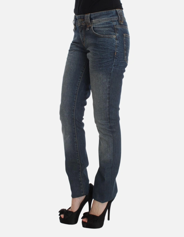 MidRise Straight Jeans Distressed Denim Women - Blue Jeans