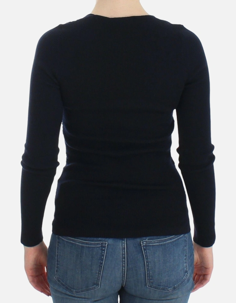 Knitted Wool Blend Longsleeve Sweater Women - Blue