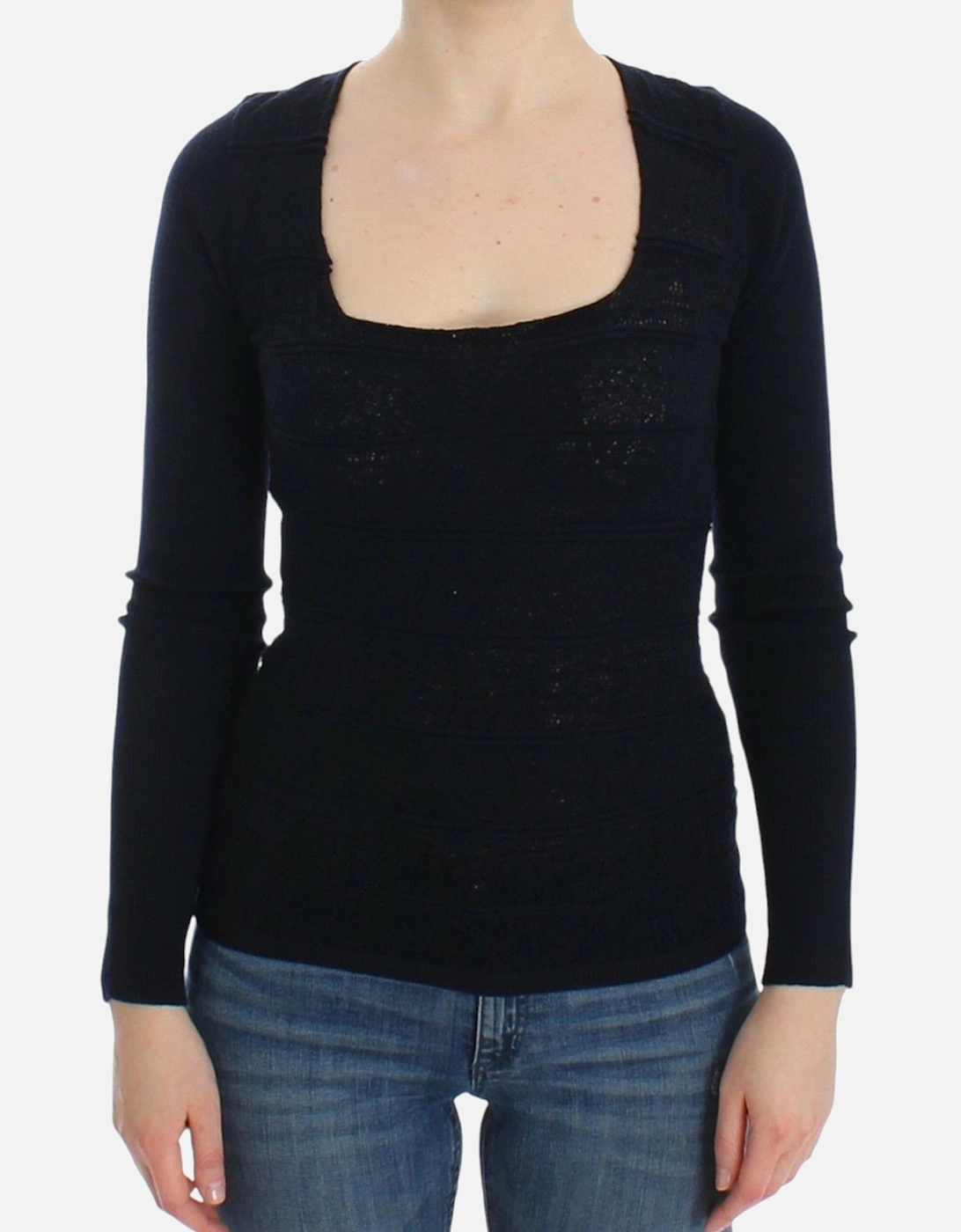 Knitted Wool Blend Longsleeve Sweater Women - Blue, 7 of 6