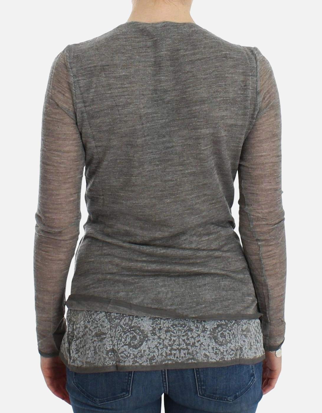 VNeck Knit Wrap Top Long Sleeve Women - Gray Sweaters
