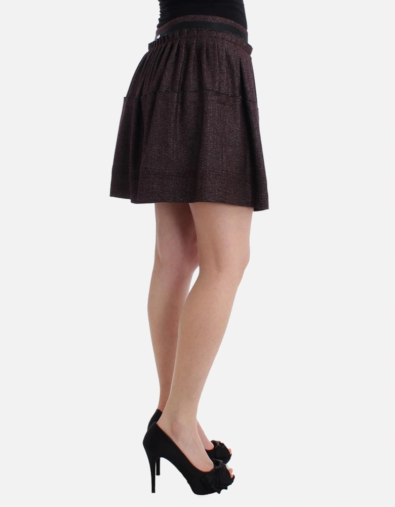 Metallic Knit Mini Skirt Women - Purple