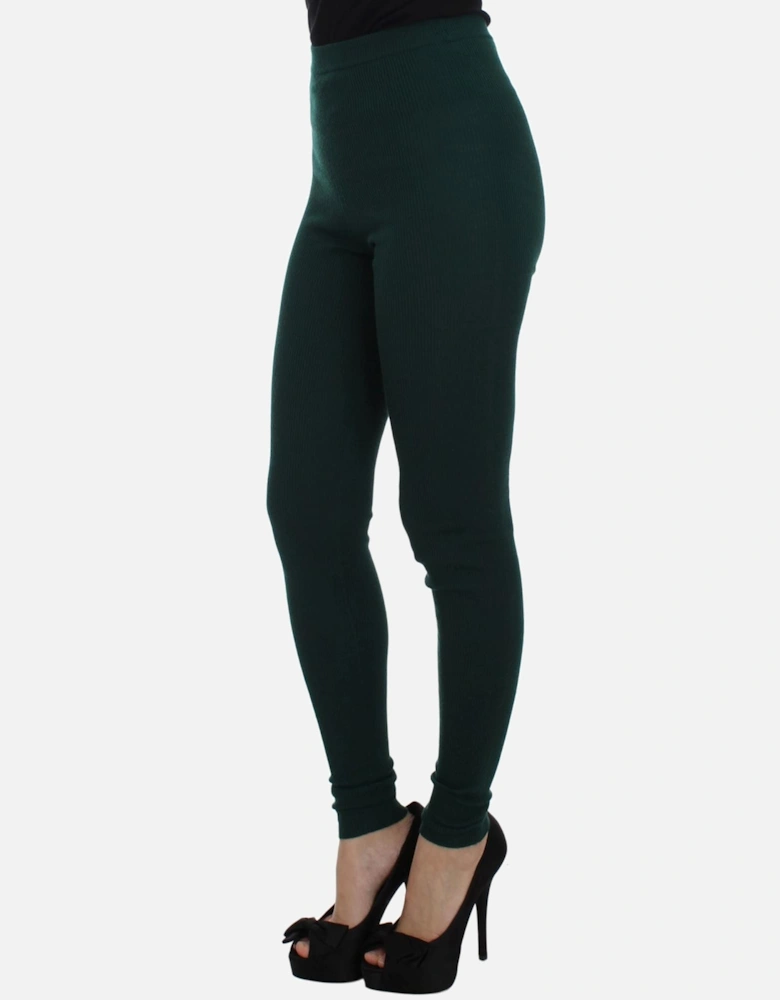 Ribbed Knit Leggings Style Slim Fit Women - Green Jeans
