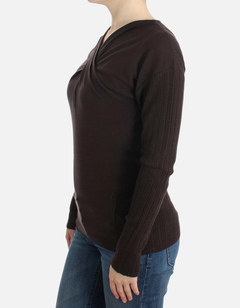 Cashmere Pullover Sweater VNeck Women - Brown