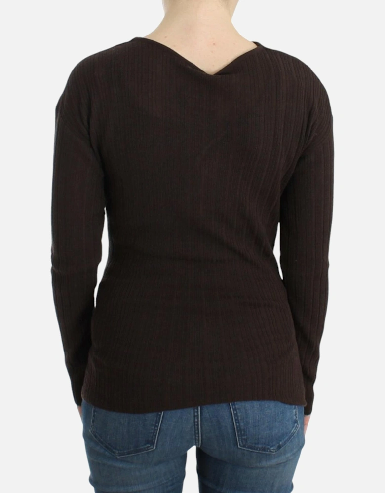 Cashmere Pullover Sweater VNeck Women - Brown