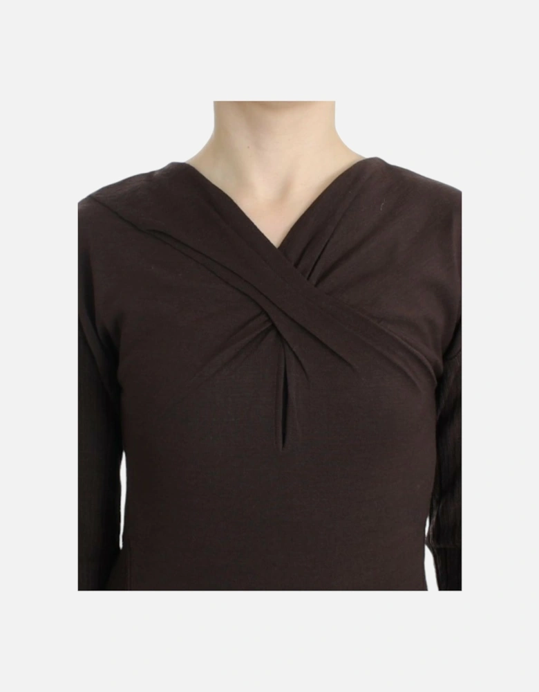 Cashmere Pullover Sweater VNeck Women - Brown