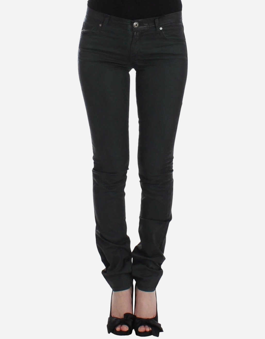 Slim Straight Leg Jeans with Logo Details Women - Green Jeans, 7 of 6