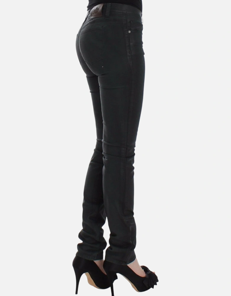 Slim Straight Leg Jeans with Logo Details Women - Green Jeans