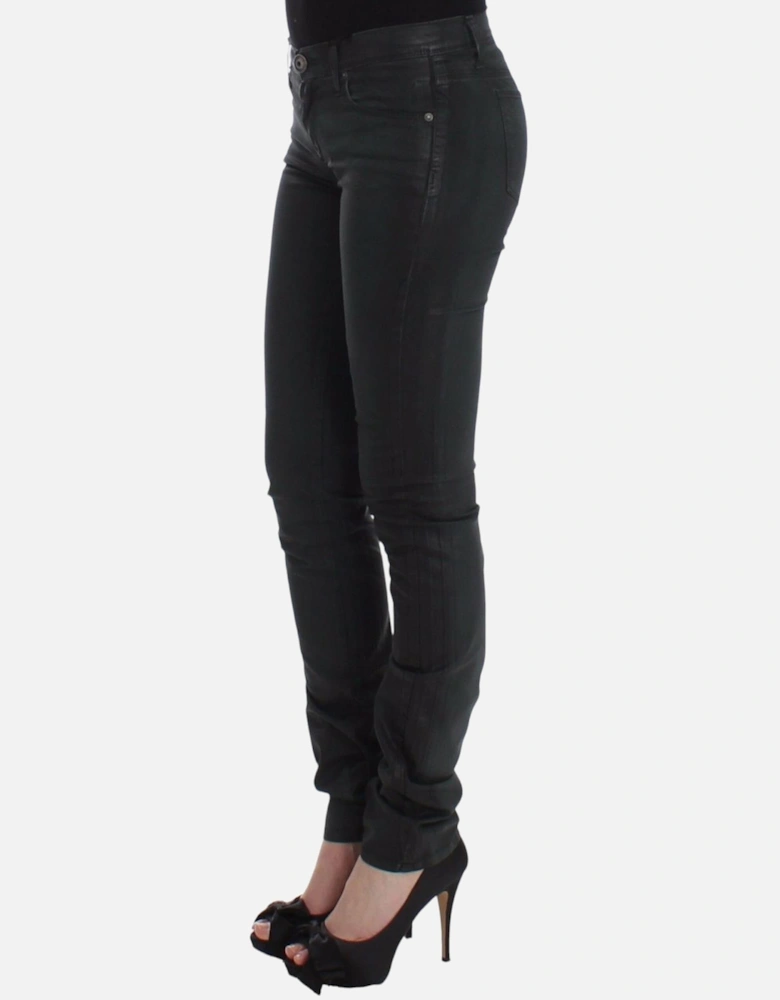Slim Straight Leg Jeans with Logo Details Women - Green Jeans