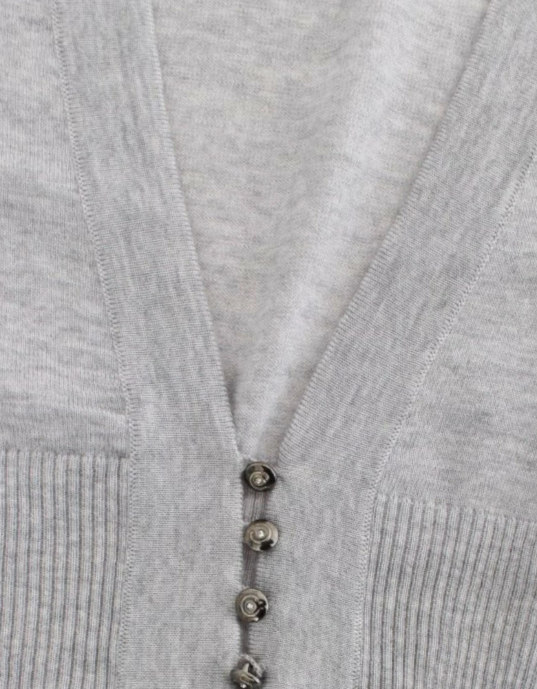 Cropped VNeck Cardigan Women - Gray Sweaters
