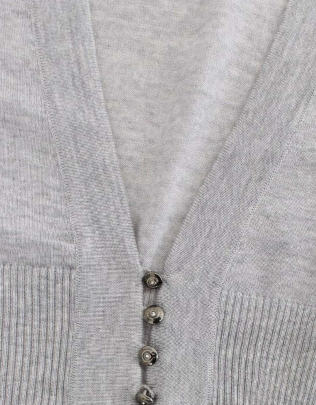 Cropped VNeck Cardigan Women - Gray Sweaters