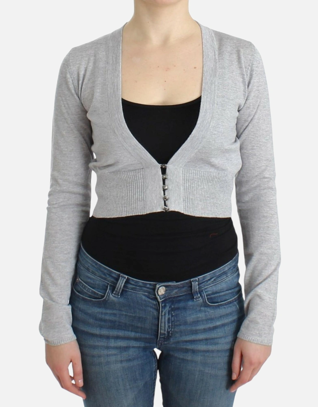 Cropped VNeck Cardigan Women - Gray Sweaters, 7 of 6