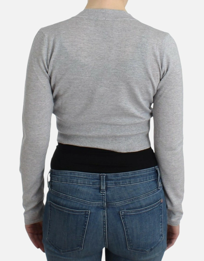 Cropped VNeck Cardigan Women - Gray Sweaters