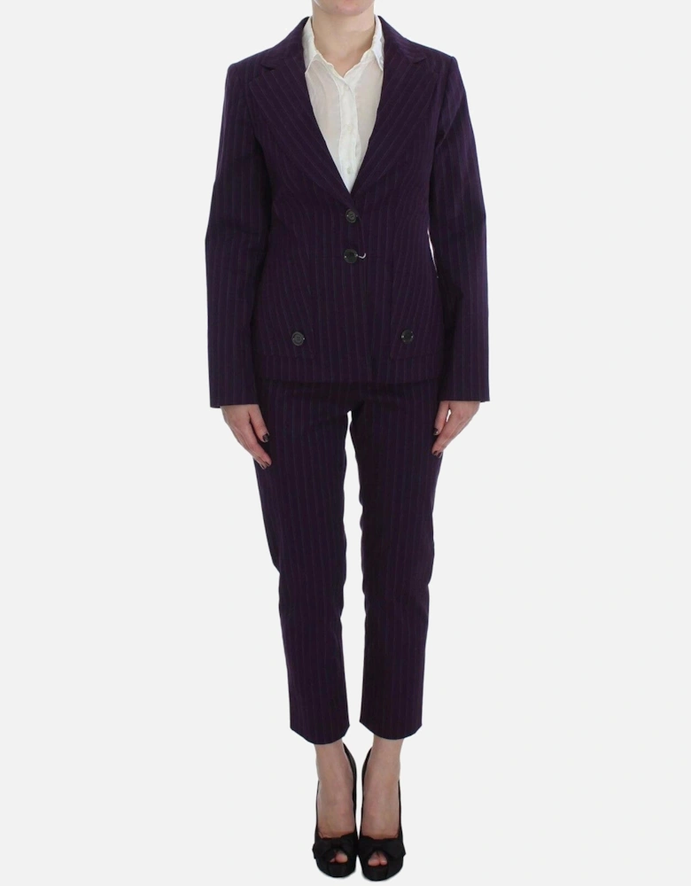 Pinstripe Pantsuit Purple Women Suits