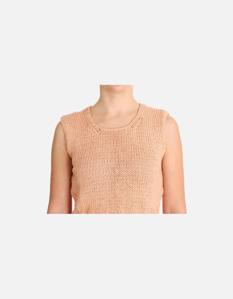 Peach Knit Sleeveless Crop Top Women - Pink Sweaters