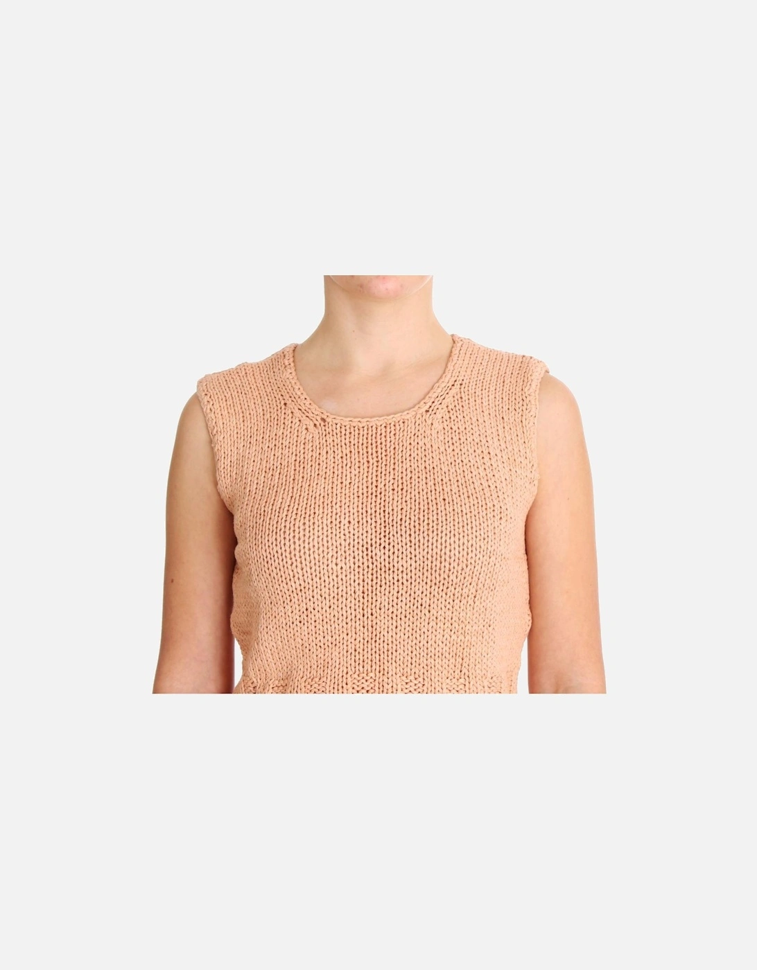 Peach Knit Sleeveless Crop Top Women - Pink Sweaters