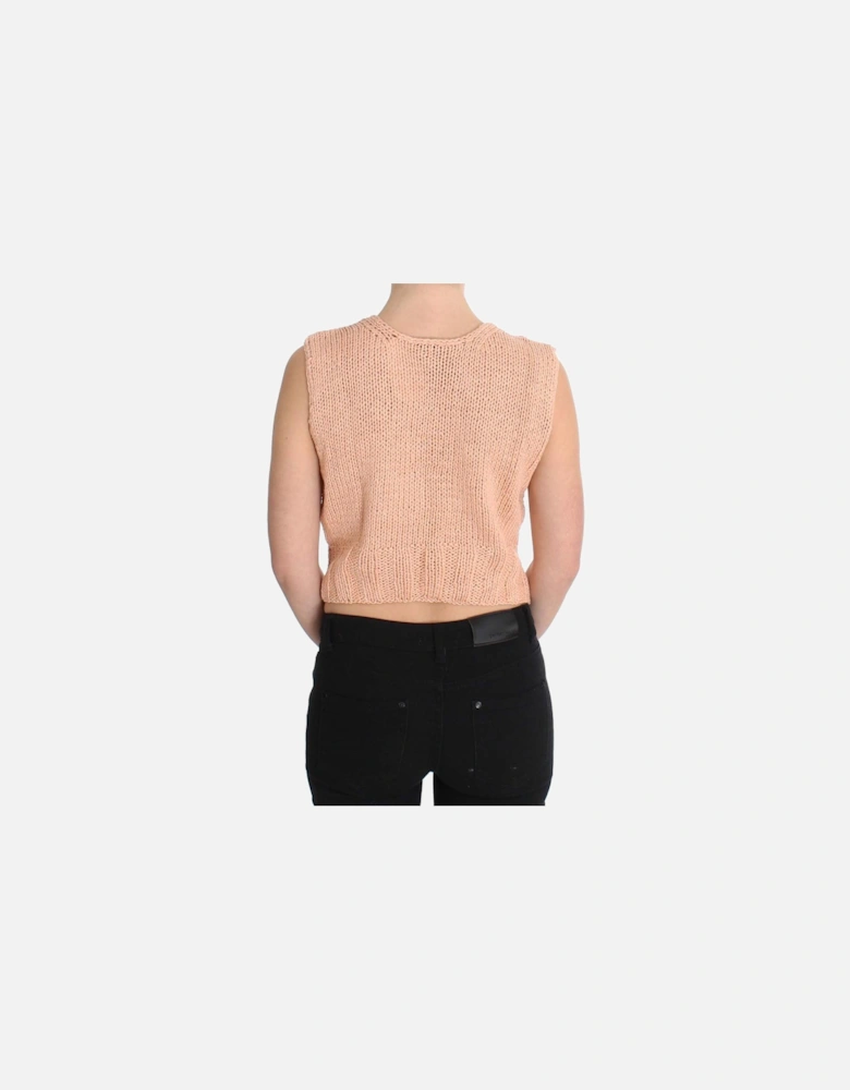 Peach Knit Sleeveless Crop Top Women - Pink Sweaters