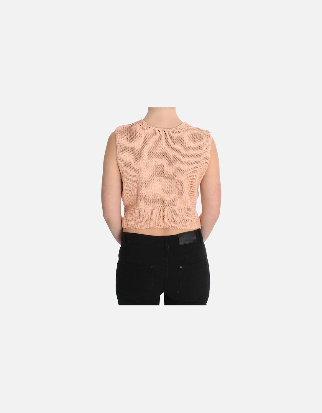 Peach Knit Sleeveless Crop Top Women - Pink Sweaters