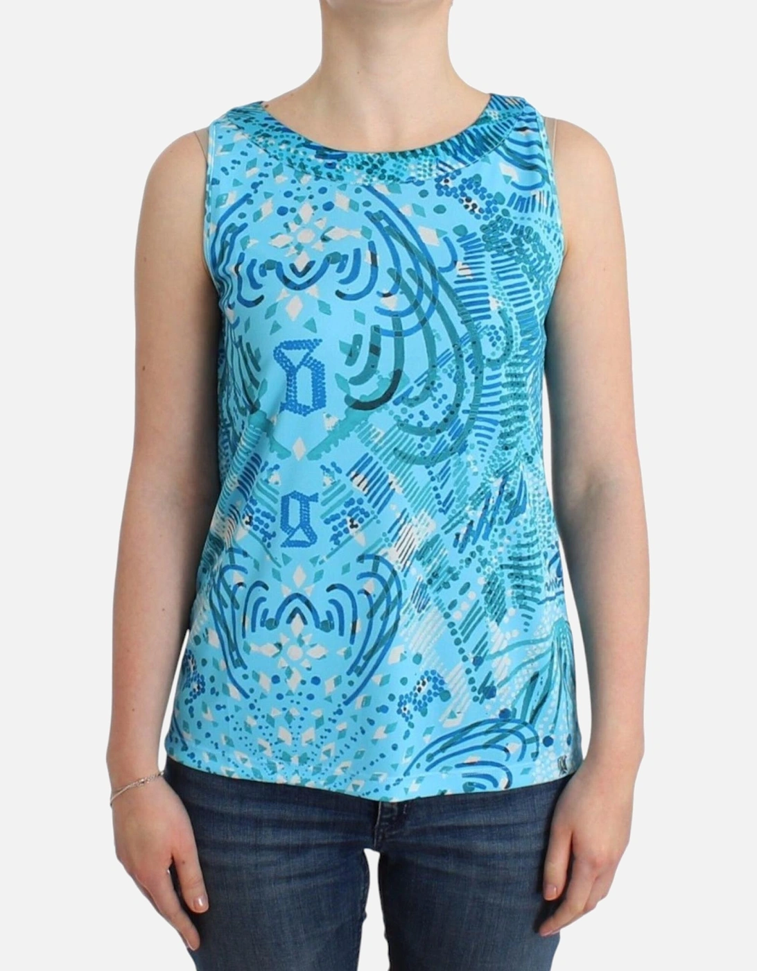 Abstract Print Sleeveless Top Women - Blue T-Shirts, 7 of 6
