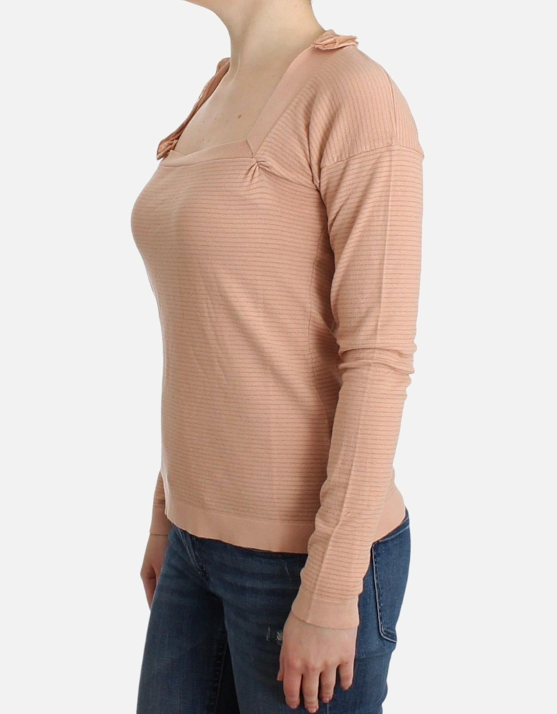 Ribbed Knit Pullover Sweater Women - Orange