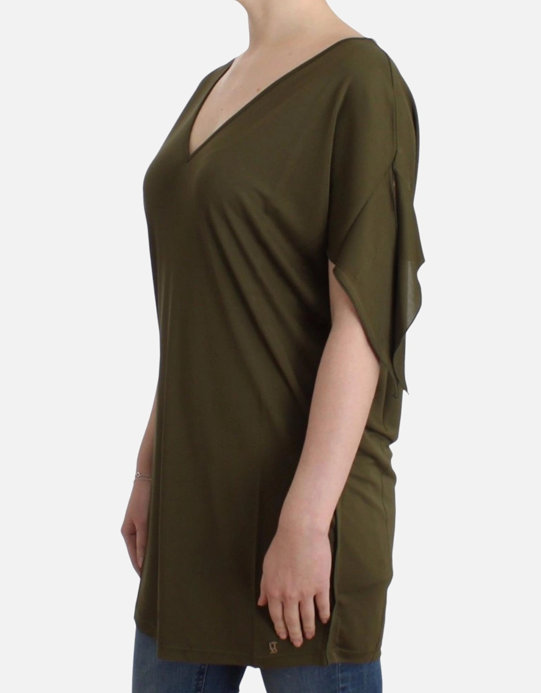 Tunic Top Relaxed Fit VNeck Women - Green T-Shirts
