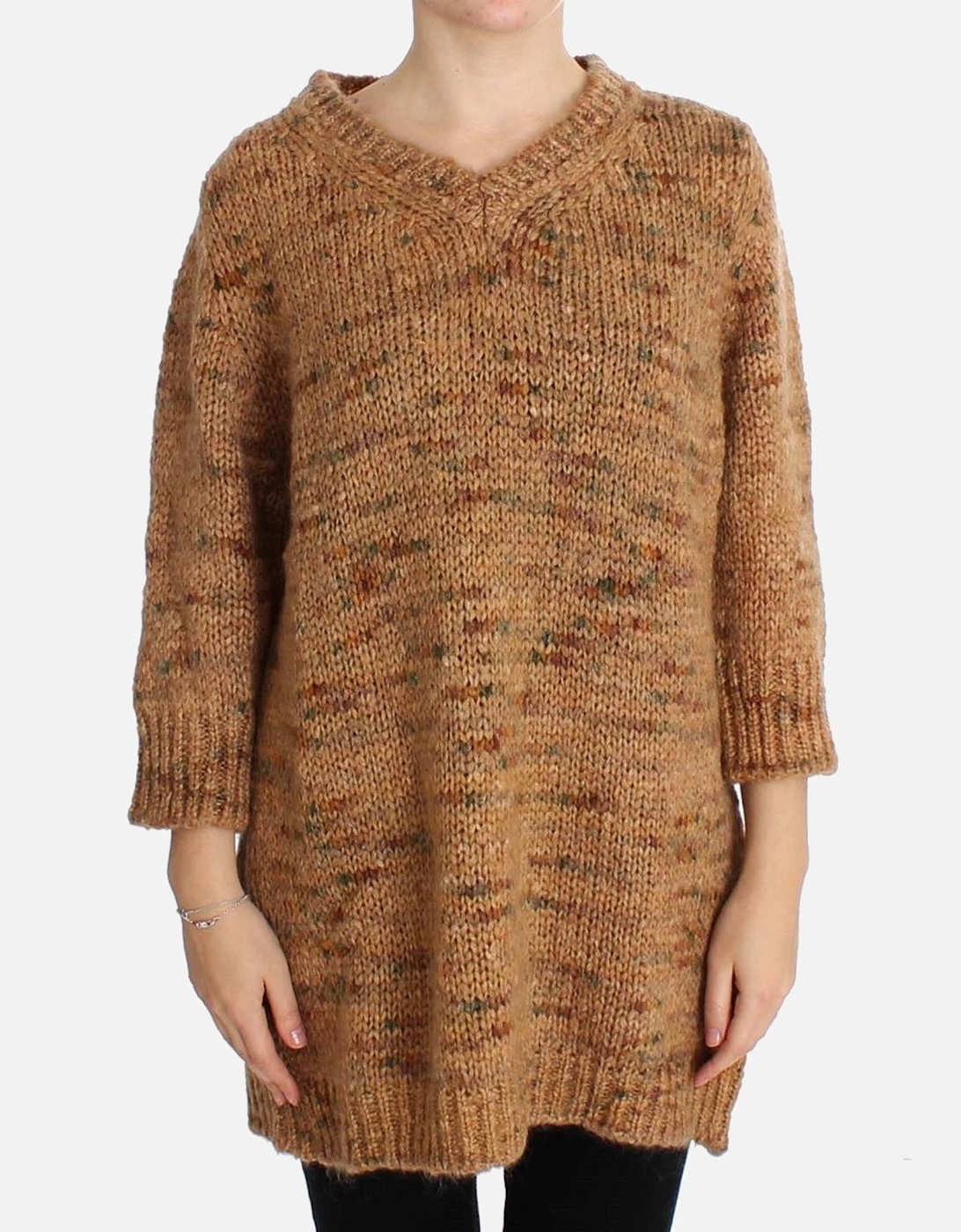 VNeck Knit Pullover Sweater Women - Brown, 7 of 6