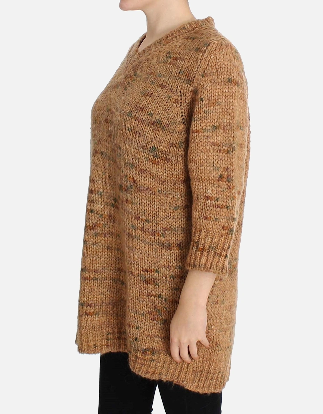 VNeck Knit Pullover Sweater Women - Brown
