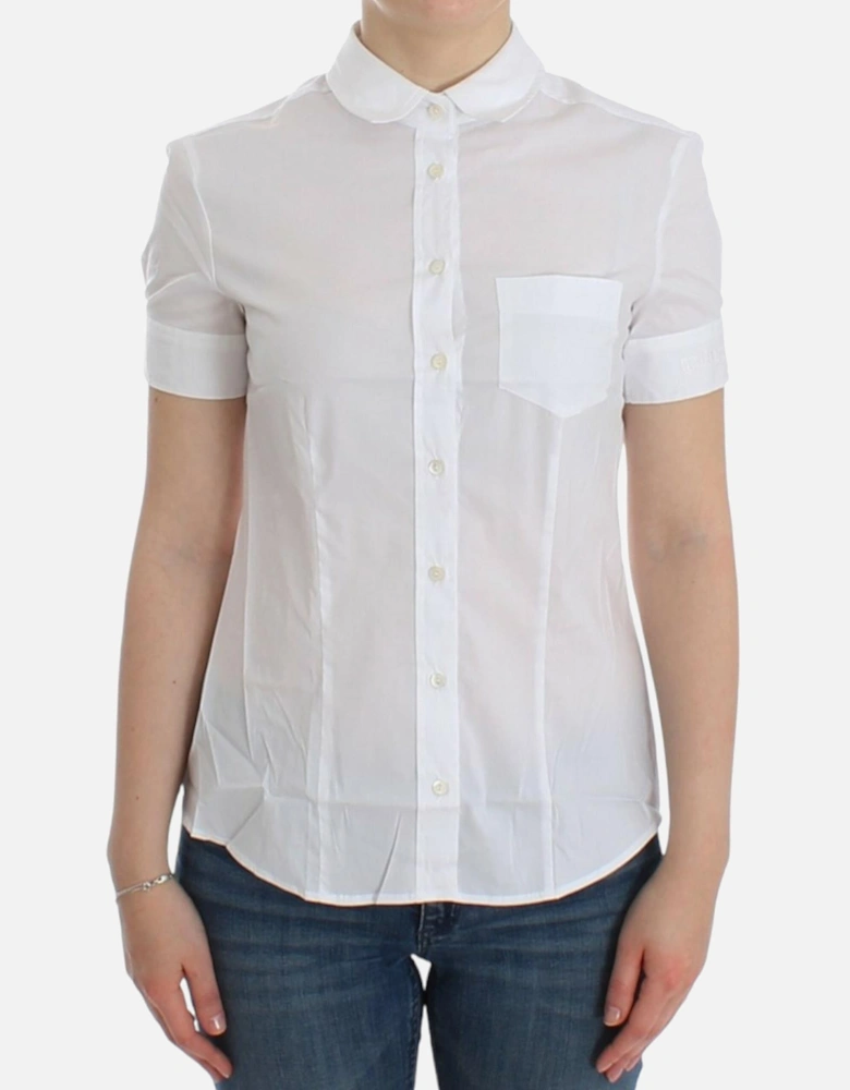 Peter Pan Collar Short Sleeve Shirt Women - White T-Shirts