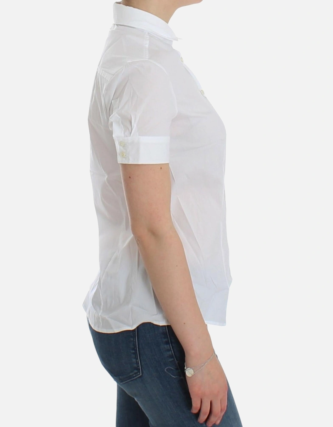 Peter Pan Collar Short Sleeve Shirt Women - White T-Shirts