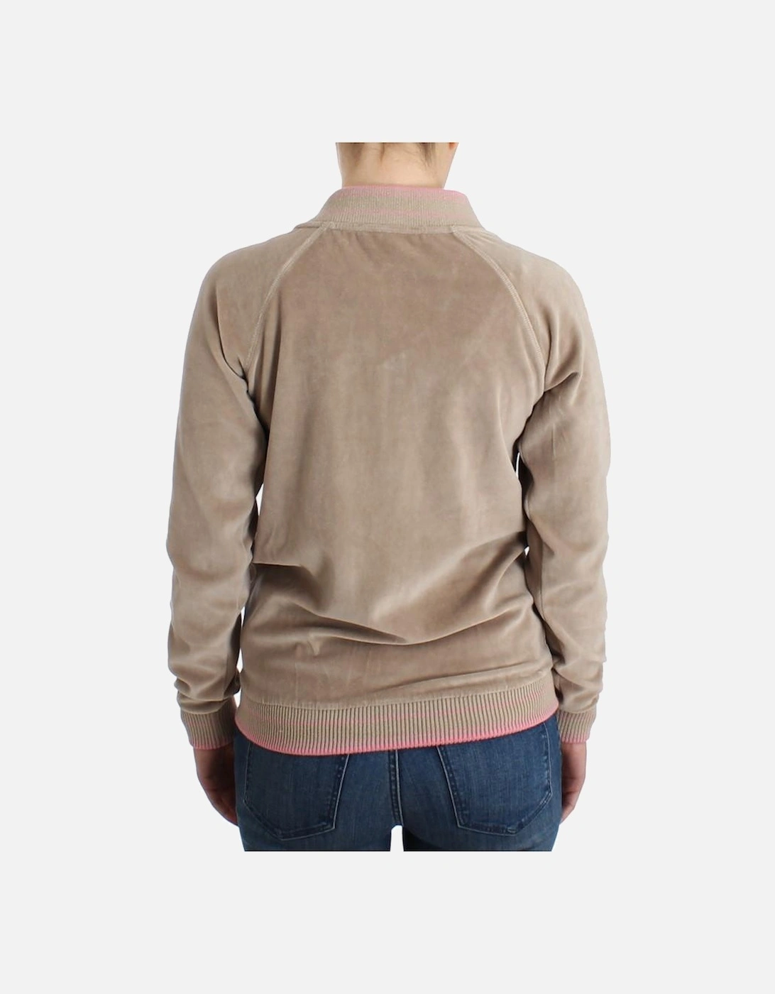 Velour ZipUp Jacket Casual Style Women - Beige Sweaters