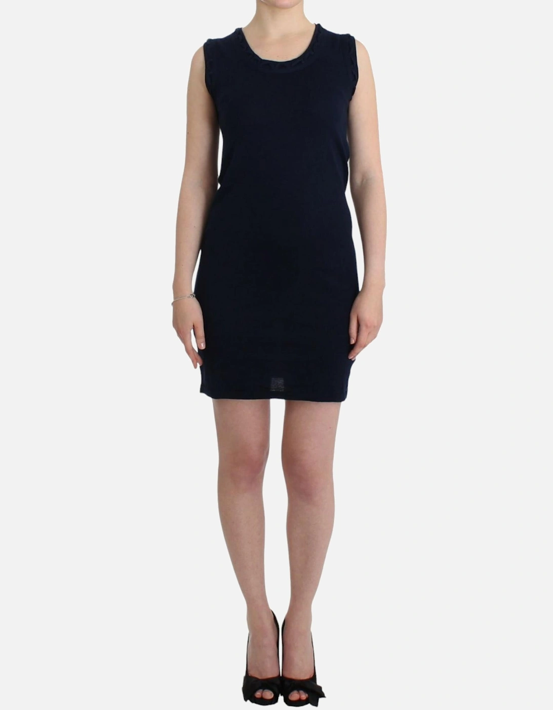 Cotton Knee-Length Dress with Crew Neckline Women - Blue Dresses, 7 of 6