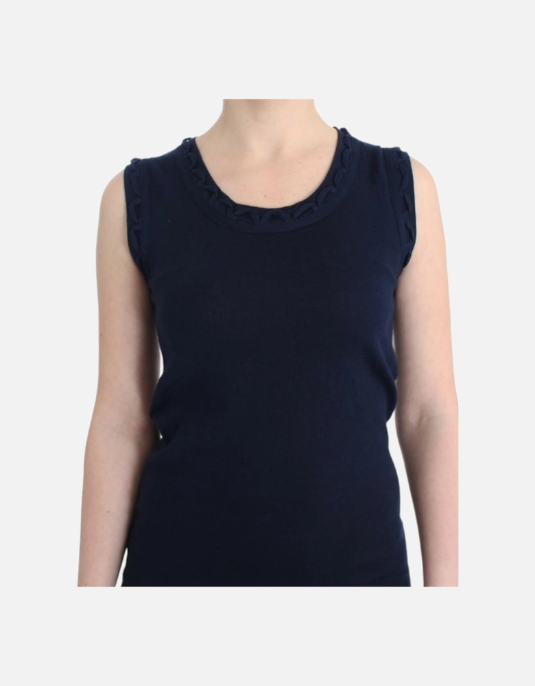Cotton Knee-Length Dress with Crew Neckline Women - Blue Dresses