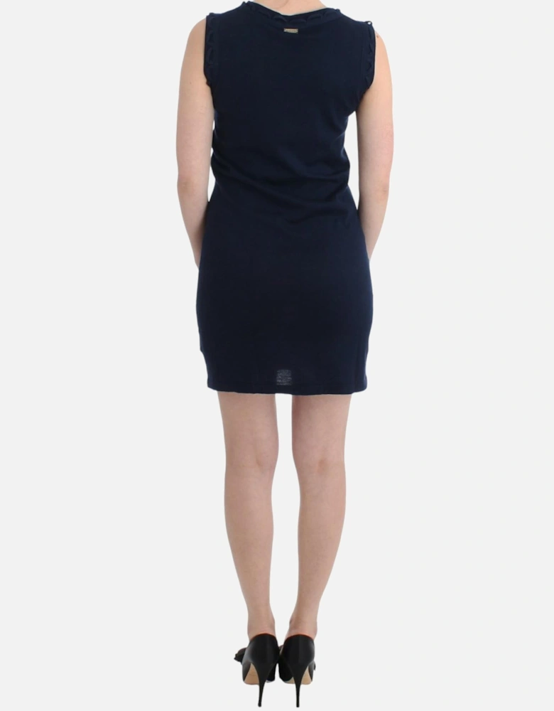 Cotton Knee-Length Dress with Crew Neckline Women - Blue Dresses