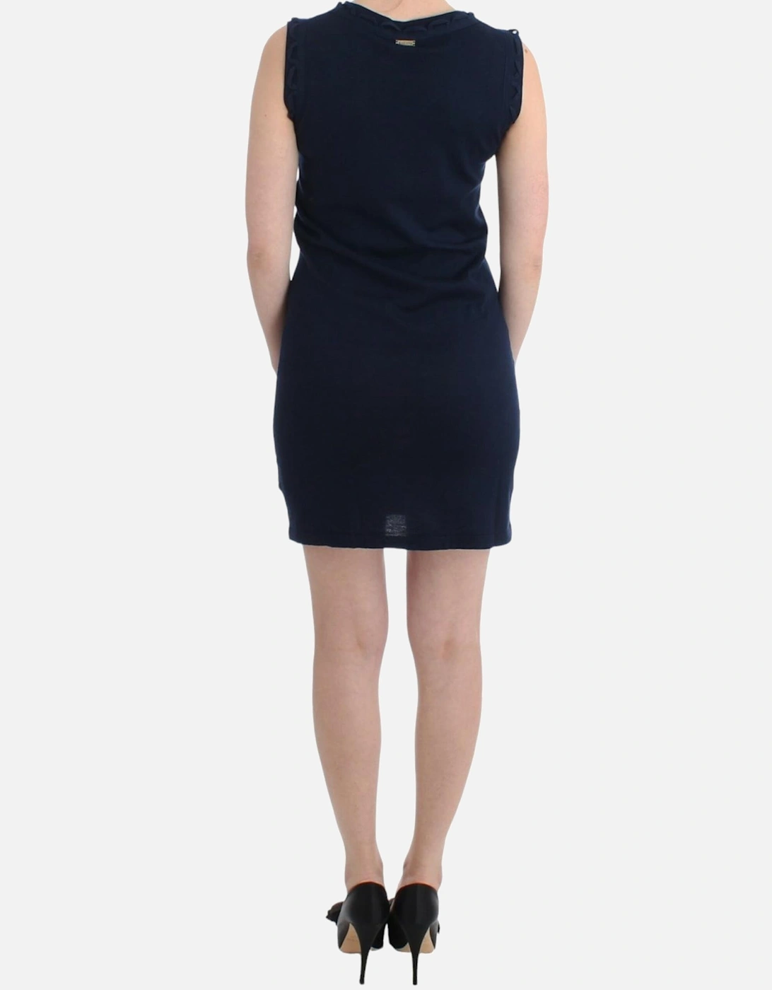 Cotton Knee-Length Dress with Crew Neckline Women - Blue Dresses