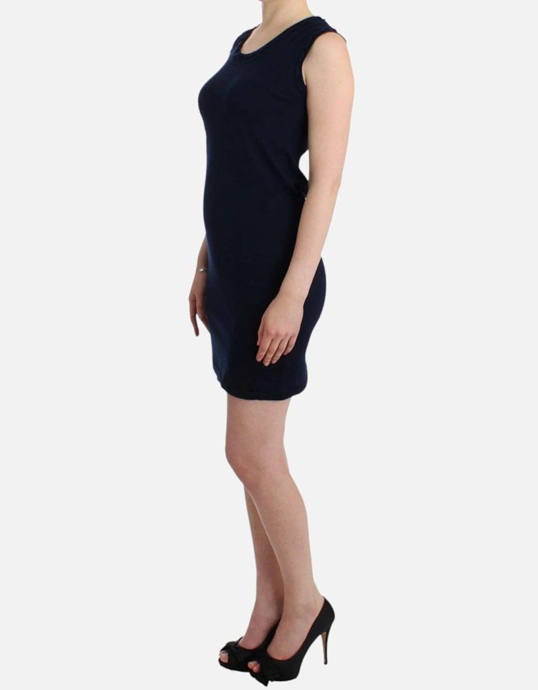 Cotton Knee-Length Dress with Crew Neckline Women - Blue Dresses