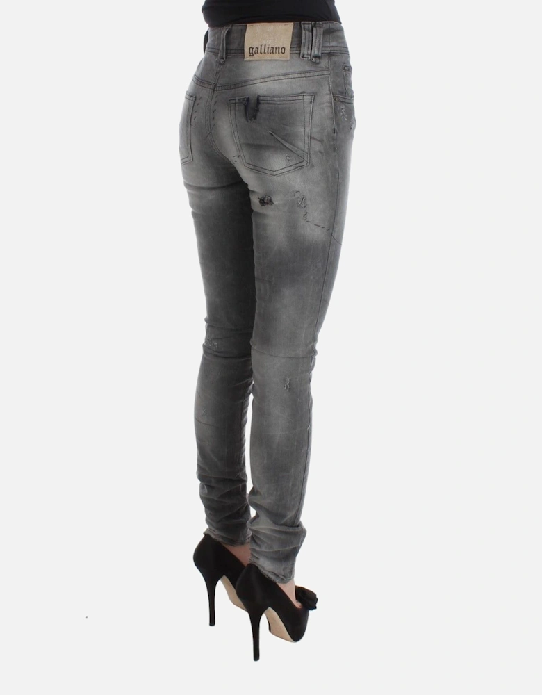 Distressed Skinny Jeans Gray Women Jeans