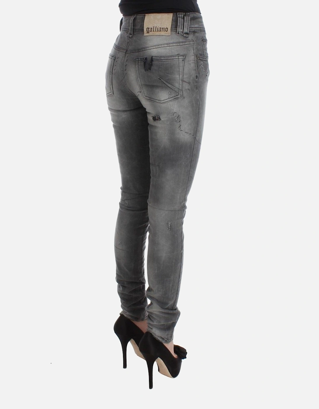 Distressed Skinny Jeans Gray Women Jeans