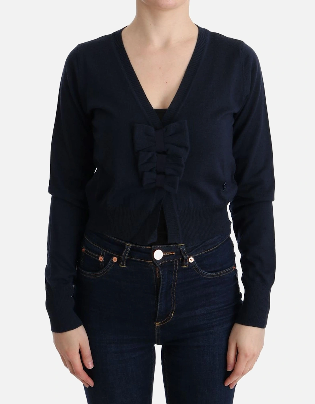 Vneck Merino Wool Cardigan Women - Blue Sweaters, 7 of 6