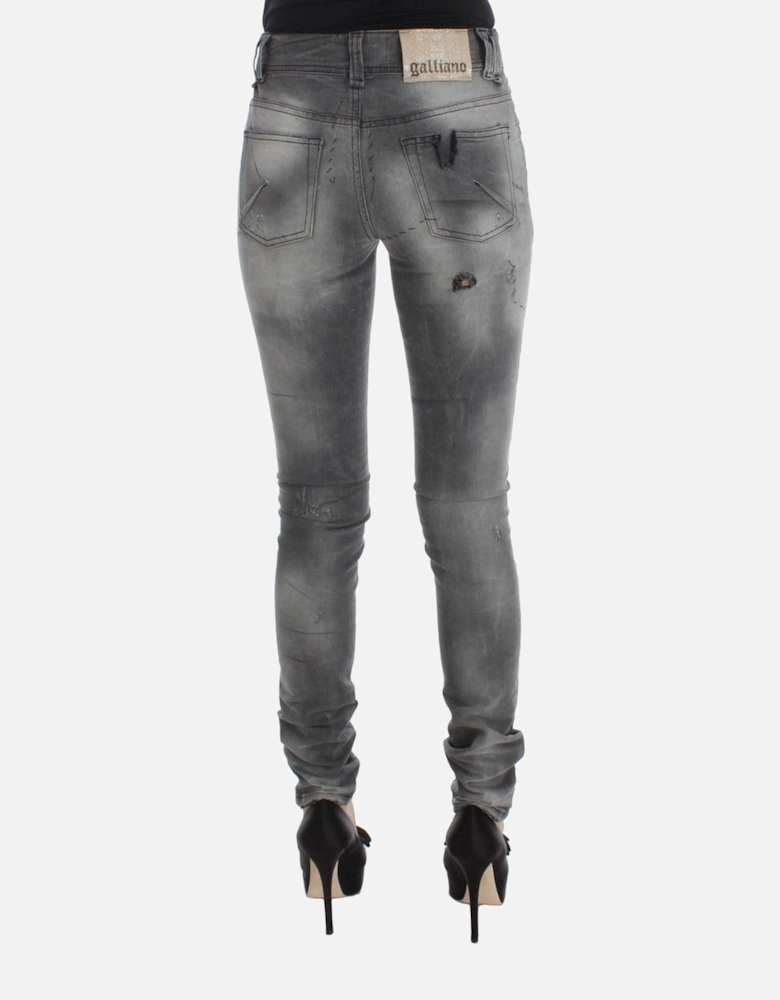 Distressed Skinny Jeans Gray Women Jeans