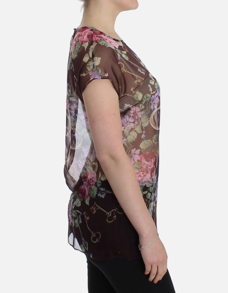 Floral Key Sheer Top ModelSIG13203 Women - Black T-Shirts