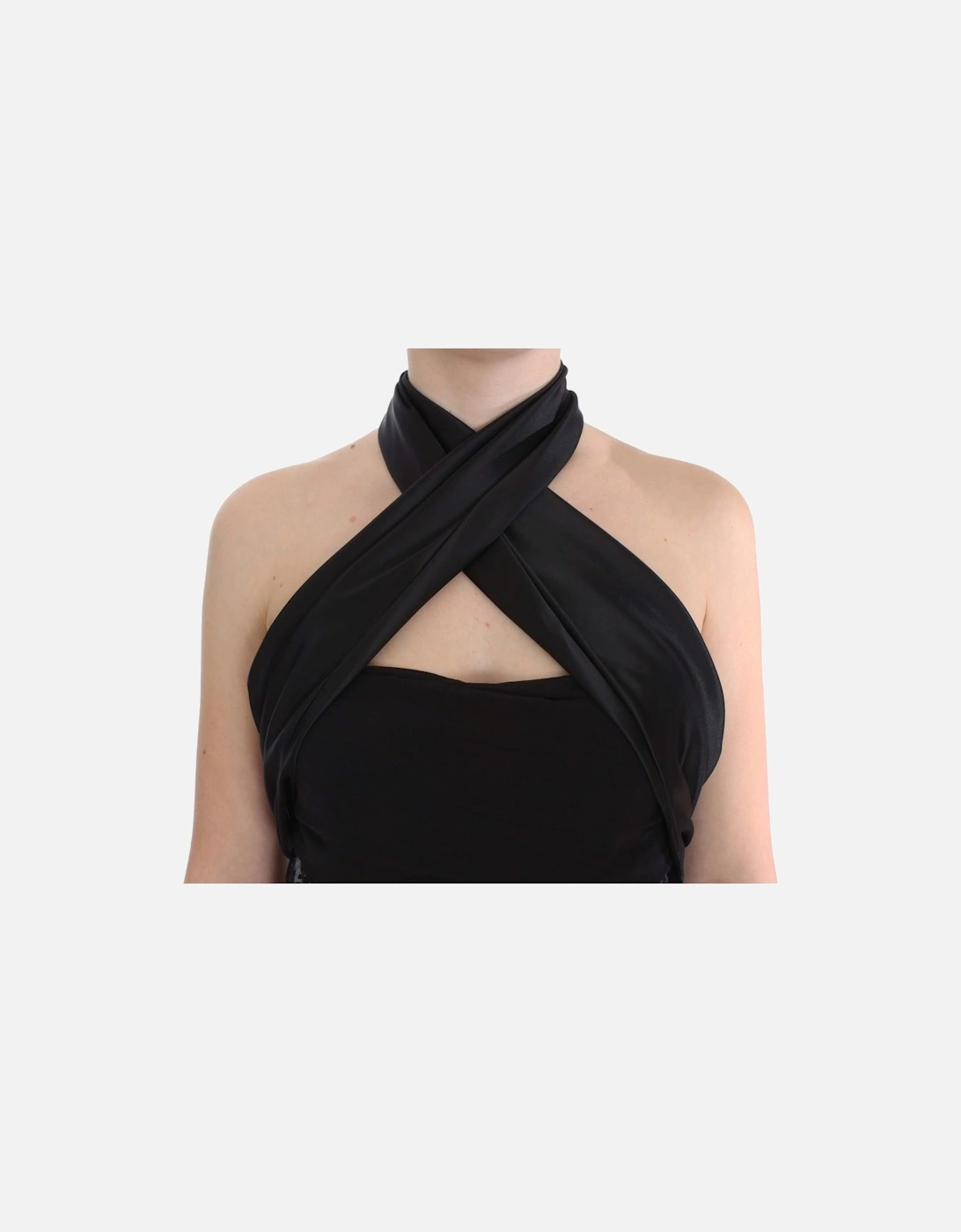 Neck Wrap Top Blouse for Evening Party Women - Black T-Shirts