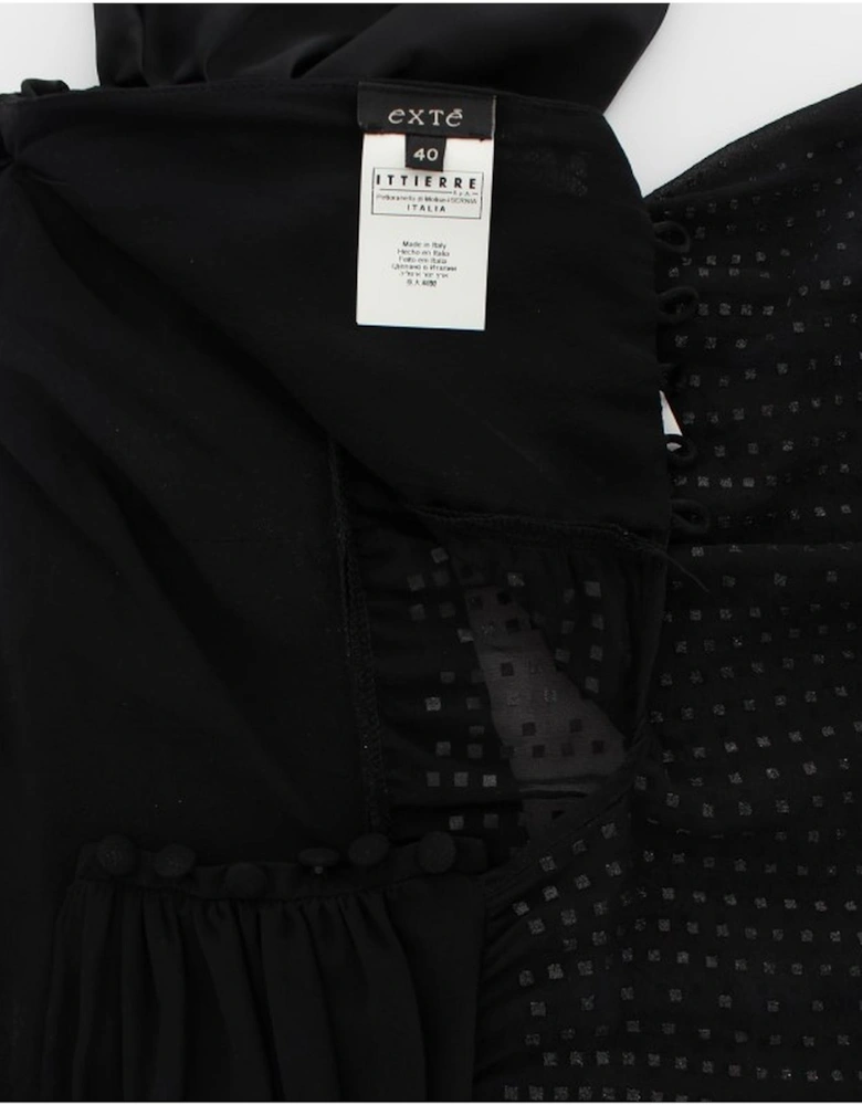 Neck Wrap Top Blouse for Evening Party Women - Black T-Shirts