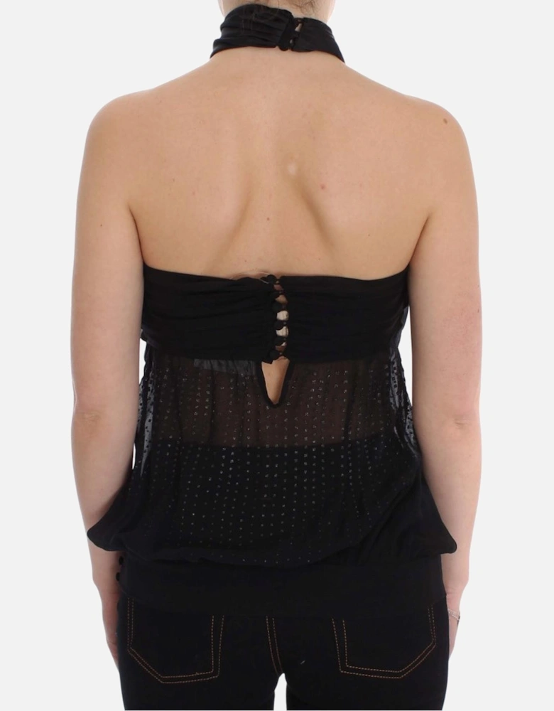 Neck Wrap Top Blouse for Evening Party Women - Black T-Shirts