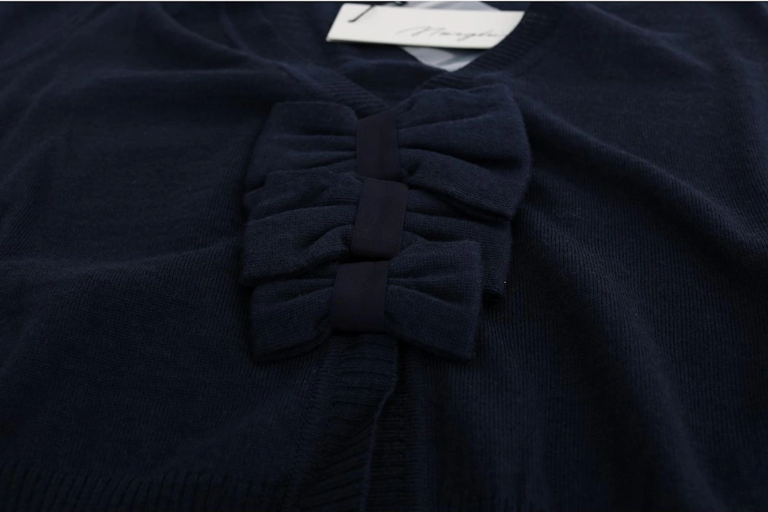 Vneck Merino Wool Cardigan Women - Blue Sweaters