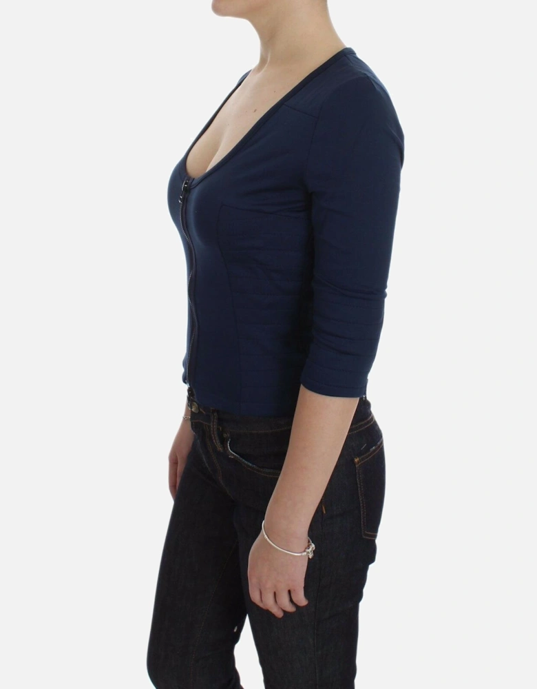 ZipUp Blouse Three Quarter Sleeves Women - Blue T-Shirts