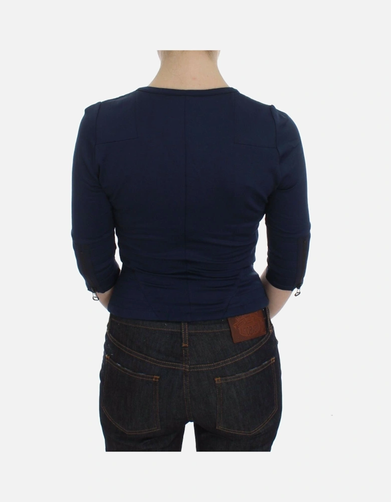 ZipUp Blouse Three Quarter Sleeves Women - Blue T-Shirts