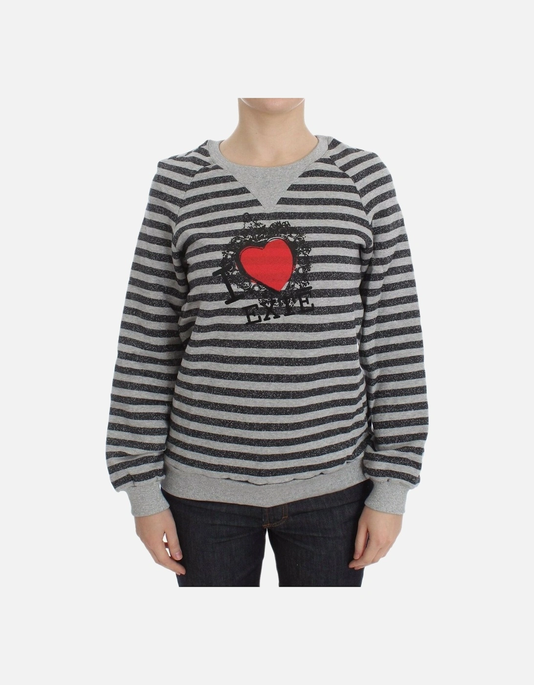 Crew-Neck Striped Pullover Sweater with Logo Details Women - Gray, 5 of 4