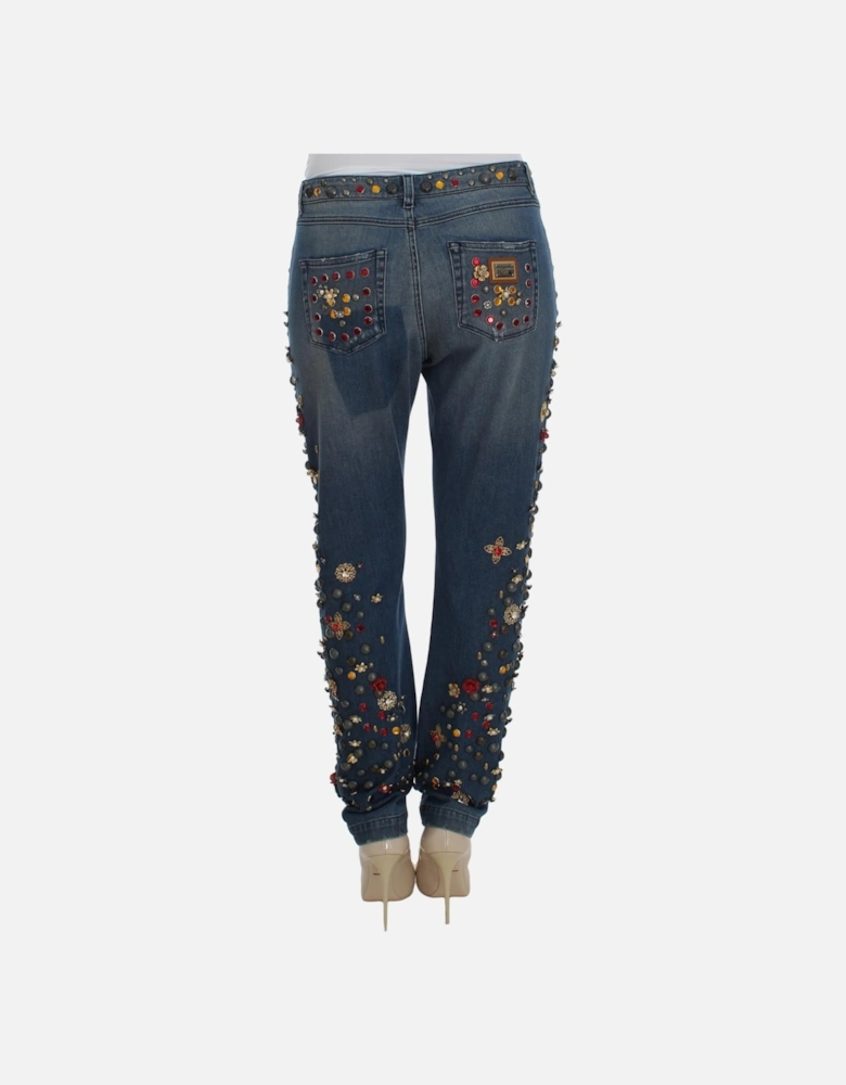 Boyfriend Jeans Embellished Style Women - Blue Jeans