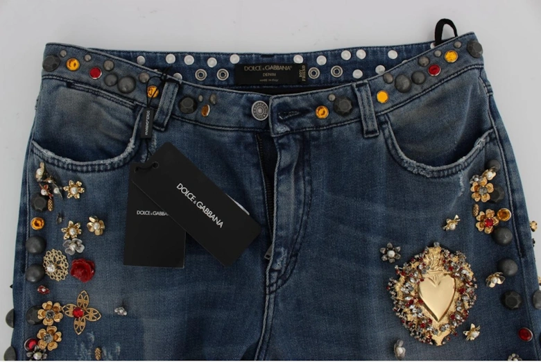 Boyfriend Jeans Embellished Style Women - Blue Jeans