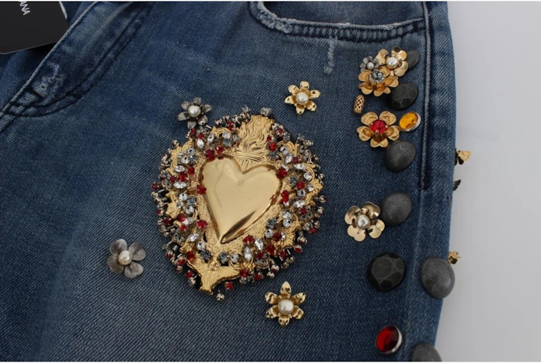 Boyfriend Jeans Embellished Style Women - Blue Jeans