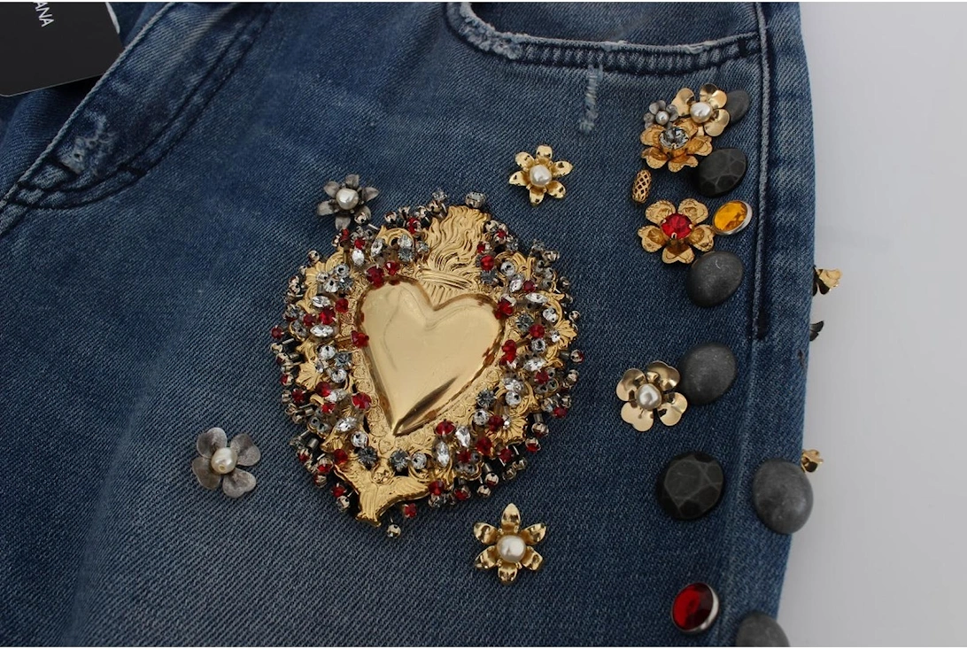 Boyfriend Jeans Embellished Style Women - Blue Jeans